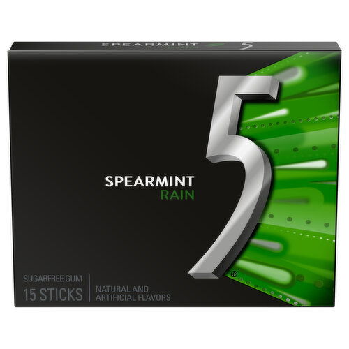 5 Gum, Sugarfree, Spearmint Rain