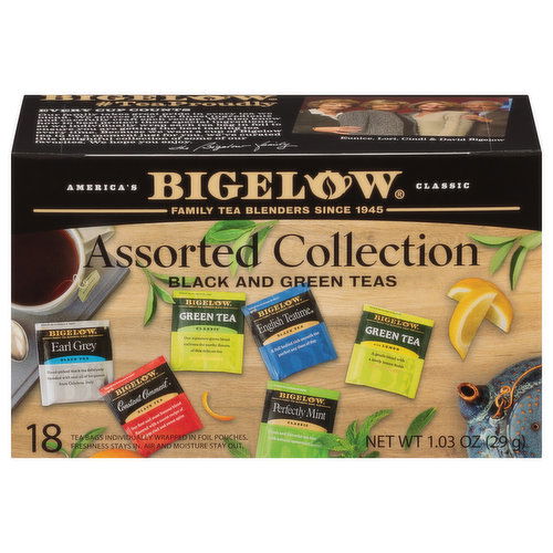 Bigelow Black and Green Teas, Assorted Collection, Tea Bags