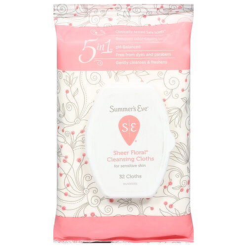 Summer's Eve Cleansing Cloths, Sheer Floral, 5 in 1