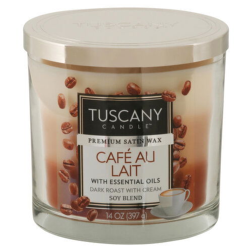 Tuscany Candle Candle, Premium Satin Wax, Cafe Au Lait