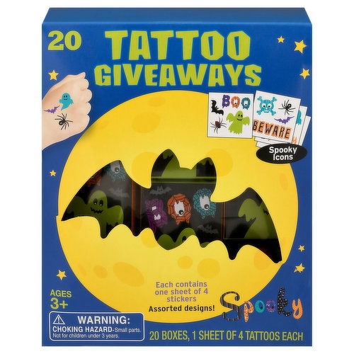 Mello Smello Stickers, Spooky, Assorted Designs, Tattoo Giveaways, Ages 3+