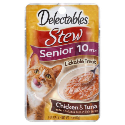 Delectables Stew Treat for Cats, Lickable, Chicken & Tuna, Senior 10 Years+