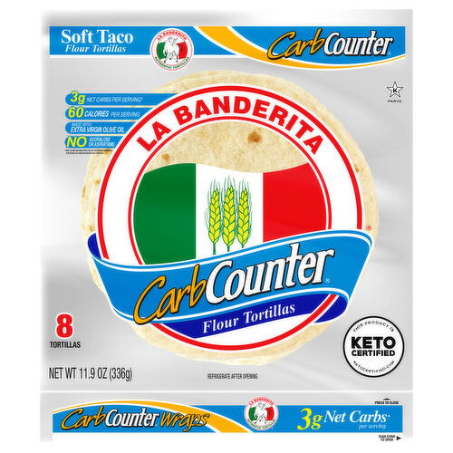 La Banderita CarbCounter Flour Tortillas, Soft Taco