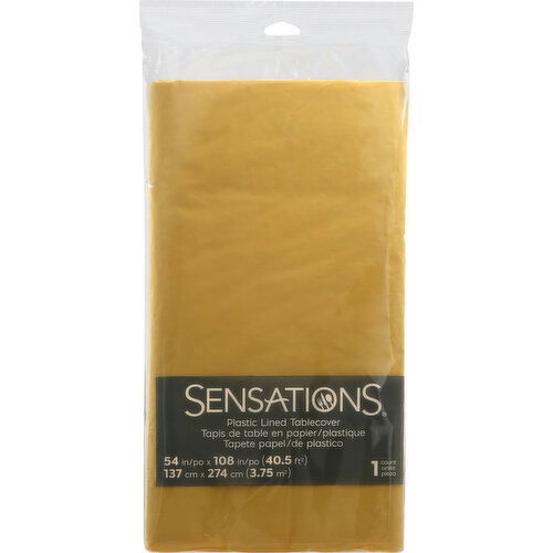 Sensations Tablecover, Plastic Lined, Soft Yellow