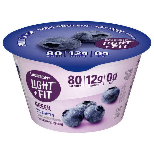 Dannon Light + Fit Yogurt, Fat Free, Greek, Blueberry