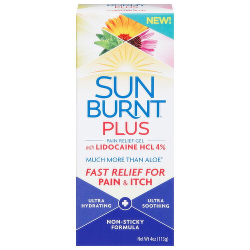 SunBurnt Pain Relief Gel, with Lidocaine HCL 4%, Plus