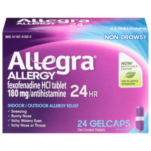 Allegra Allergy, Non-Drowsy, 24 Hr, 180 mg, Gelcaps