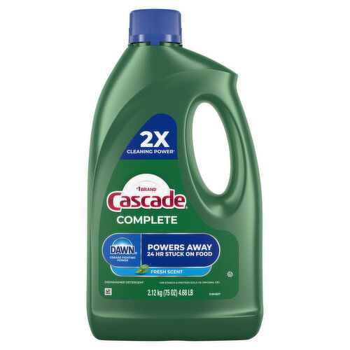 Cascade Cascade Complete Dish Detergent Liquid Gel, Fresh, 75oz