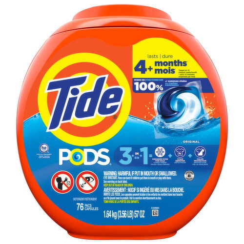 Tide Pods Detergent, 3 in 1, Original, Capsules