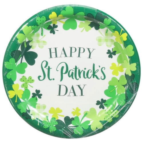 Party Creations Plates, Patterned Shamrocks, 8.75 Inch