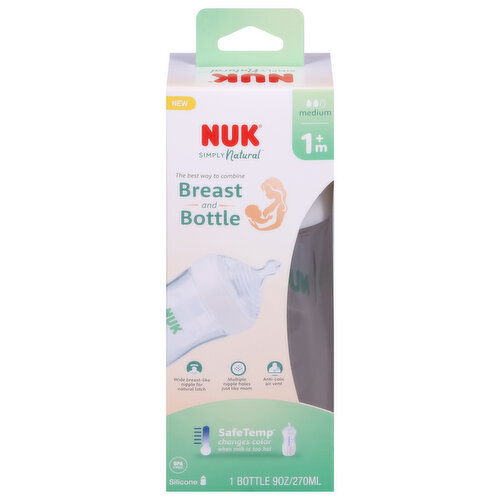 Nuk Simply Natural Bottle, Silicone, Medium, 1 Month+, 9 Ounce