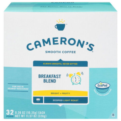 Cameron's Coffee, Smooth, Light Roast, Breakfast Blend, Ecopod