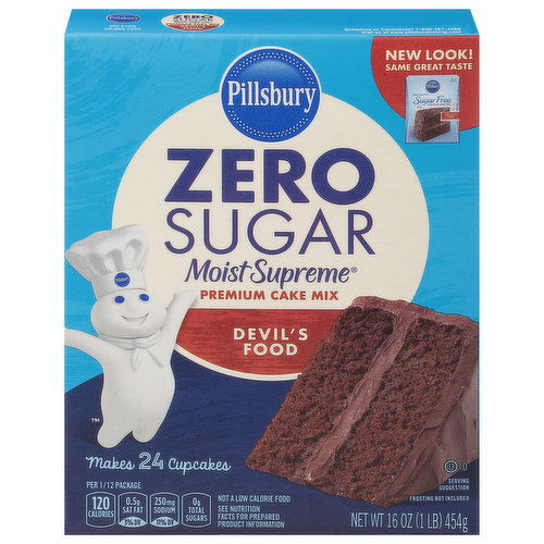 Pillsbury Moist Supreme Cake Mix, Zero Sugar, Premium, Devil's Food