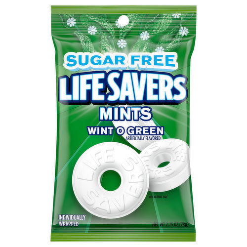 Life Savers Mints, Sugar Free, Wint O Green