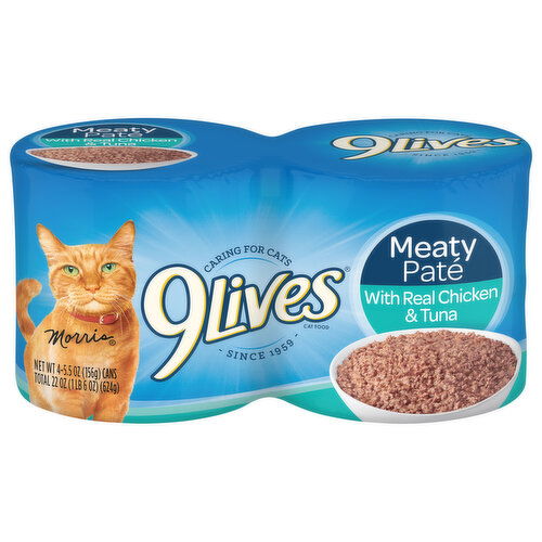 9Lives Adult Meaty Pate with Real Chicken and Tuna Cat Food