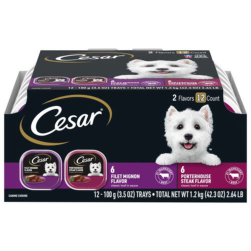 Cesar Canine Cuisine, Filet Mignon Flavor/Portehouse Steak Flavor