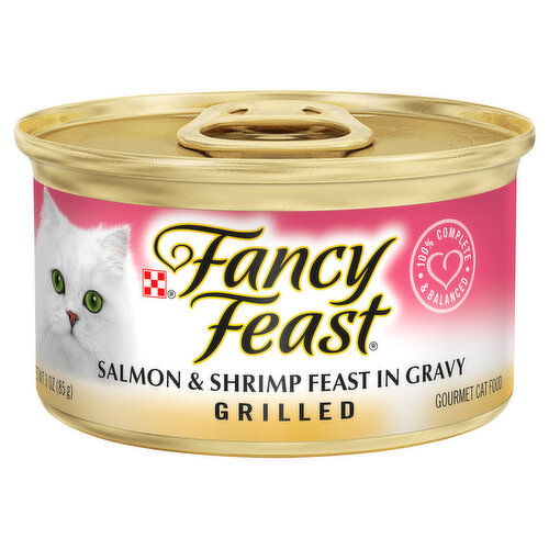 Fancy Feast Gourmet Cat Food, Grilled, Salmon & Shrimp Feast in Gravy