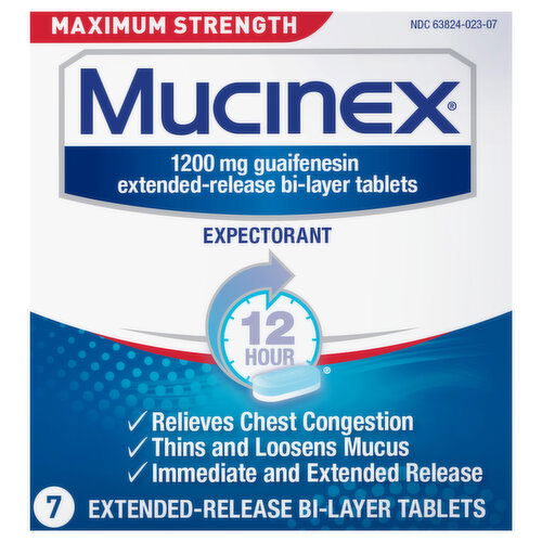 Mucinex Expectorant, Maximum Strength, 1200 mg, Tablets