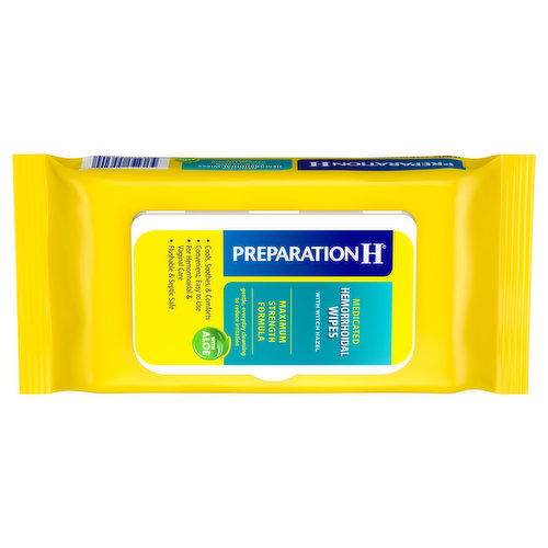 Preparation H Hemorrhoidal Wipes, Medicated, Maximum Strength Formula