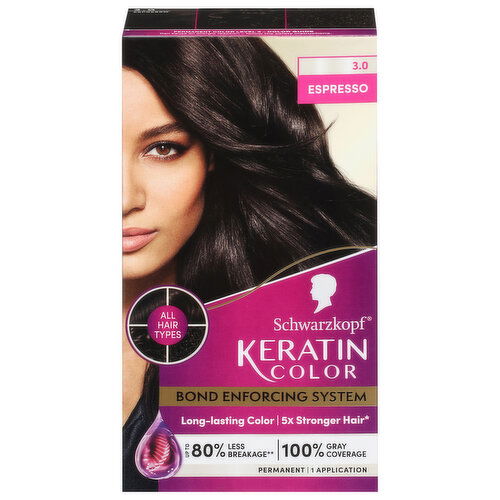 Schwarzkopf Keratin Color, Permanent, Espresso, 3.0