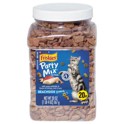 Friskies Party Mix Beachside Crunch Cat Treats with Ocean Whitefish & Flavors of Shrimp, Crab & Tuna