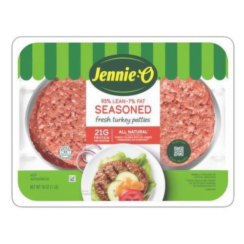 Jennie-O Seasoned Turkey Burger Patties with Onion and Garlic Seasoning, Lean