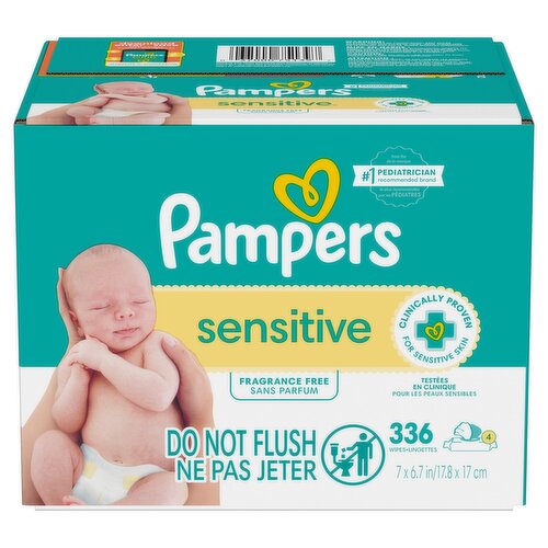 Pampers Sensitive Baby Wipes Sensitive Perfume Free 4X Pop-Top Packs 336 Count