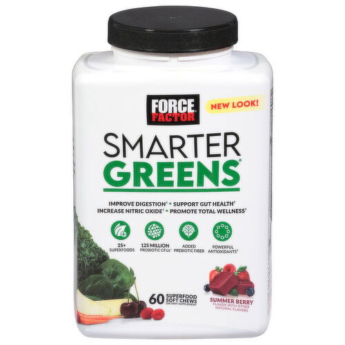 Force Factor Smarter Greens, Summer Berry, Soft Chews