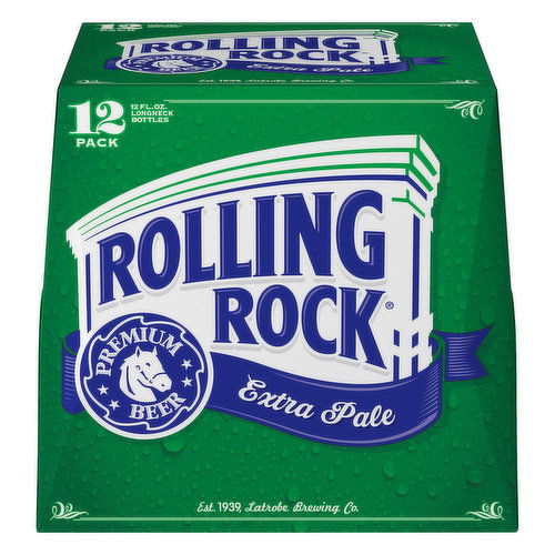 Rolling Rock Beer, Premium, Extra Pale, 12 Pack