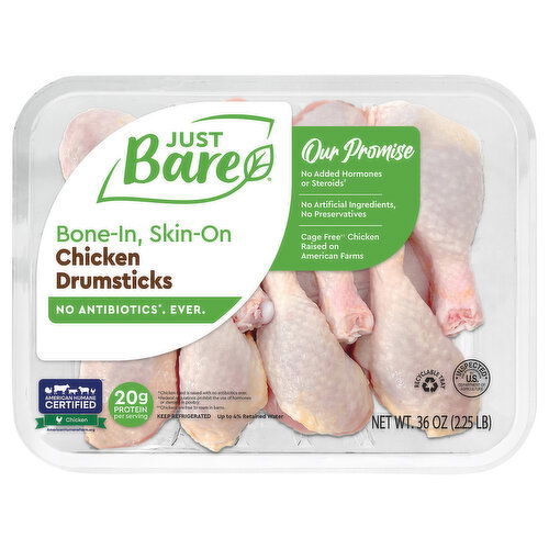 Just Bare Bone-In Skin-On Chicken Drumsticks