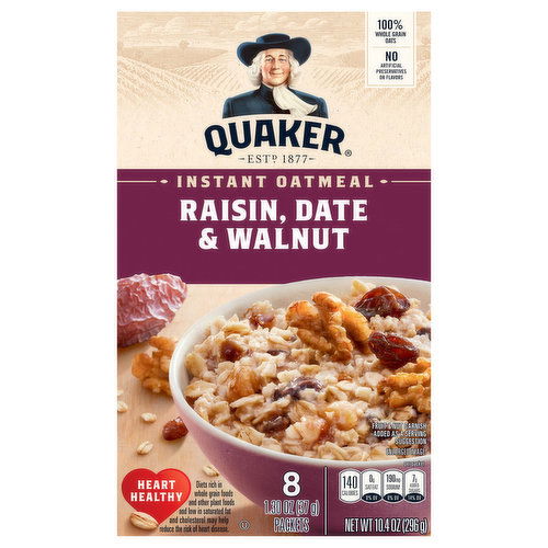 Quaker Instant Oatmeal, Raisin, Date & Walnut