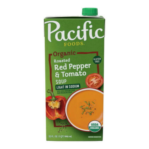 Pacific Foods Organic Light in Sodium Roasted Red Pepper and Tomato Soup