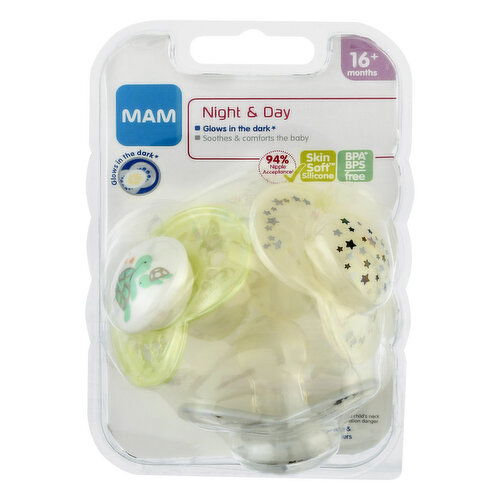 MAM Pacifiers, Day & Night, 16+ Months