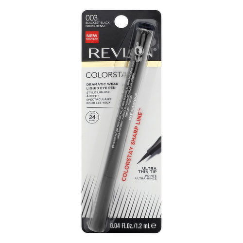 Revlon Colorstay Liquid Eye Pen, Dramatic Wear, Blackest Black 003, Ultra Thin Tip