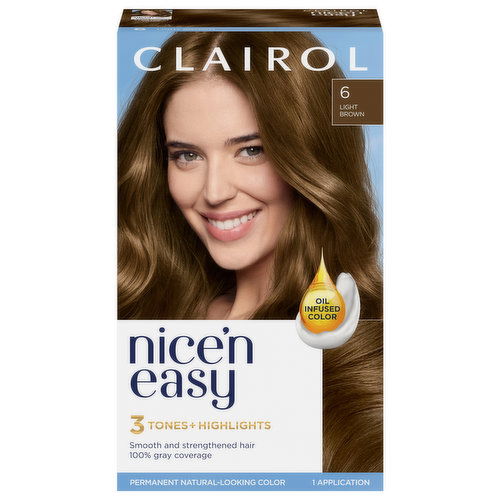 Nice’n Easy Hair Color, Permanent, Light Brown 6