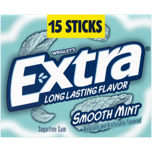 Extra EXTRA Gum Smooth Mint Sugar Free Chewing Gum, Single Pack, 15 Stick