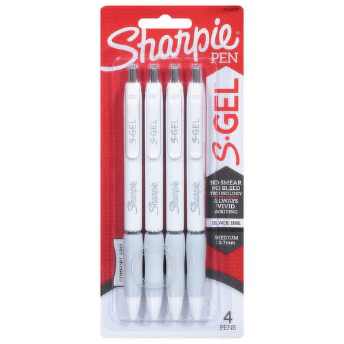 Sharpie S.Gel Pens, Comfort Grip, Black Ink, Medium, 0.7 mm