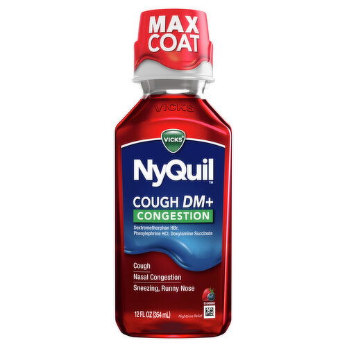 Vicks Cough Vicks NyQuil Cough DM+ Congestion, Liquid Medicine, 12 Oz