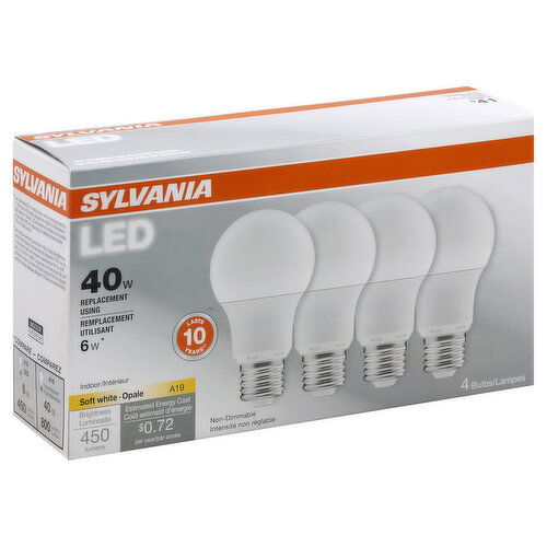 Sylvania Light Bulbs, LED, Soft White, 40 Watts