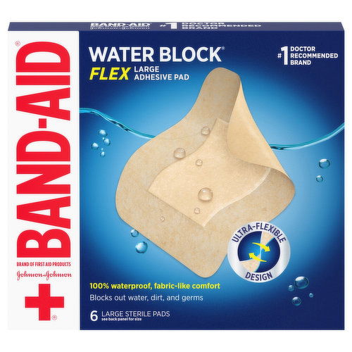 Band-Aid Water Block Flex Adhesive Pad, Sterile, Large