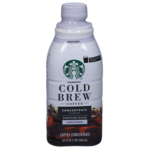 Starbucks Coffee Concentrate, Cold Brew, Signature Black, Sweetened