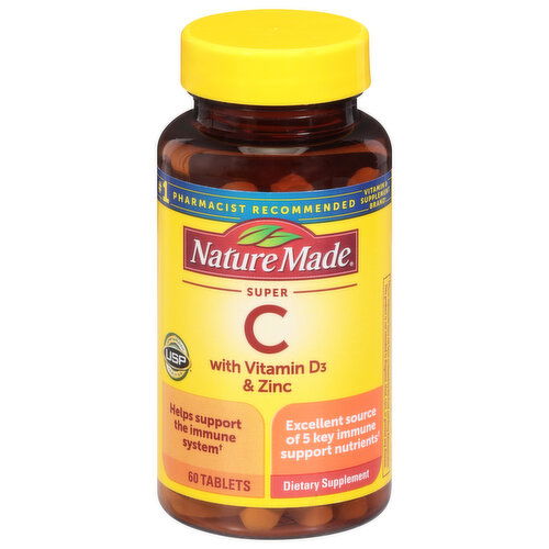 Nature Made Super C, with Vitamin D3 & Zinc, Tablets