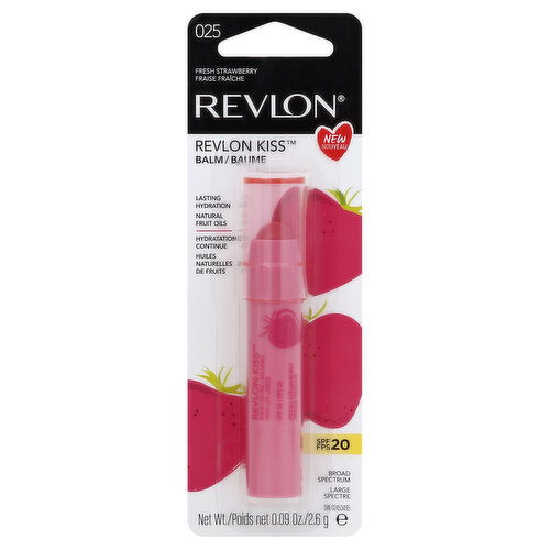 Revlon Kiss Balm, Fresh Strawberry 025, Broad Spectrum SPF 20