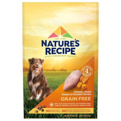 Nature's Recipe Dog Food, Grain Free, Chicken, Sweet Potato & Pumpkin Recipe, Adult
