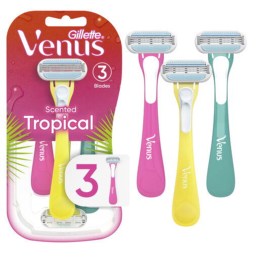 Venus Tropical Women's Disposable Razor, 3 Count