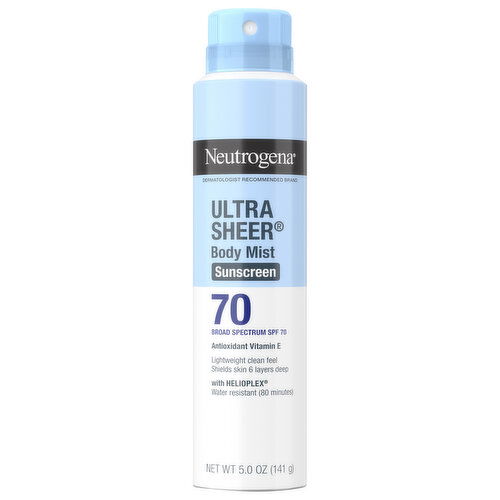 Neutrogena Ultra Sheer Body Mist Broad Spectrum SPF 70 Sunscreen