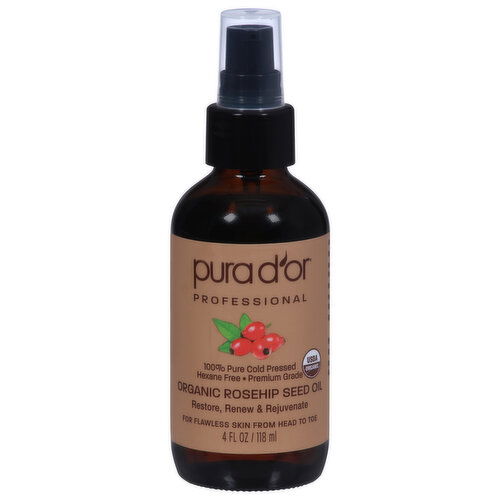 Pura Dor Professional Rosehip Seed Oil, Organic, Professional