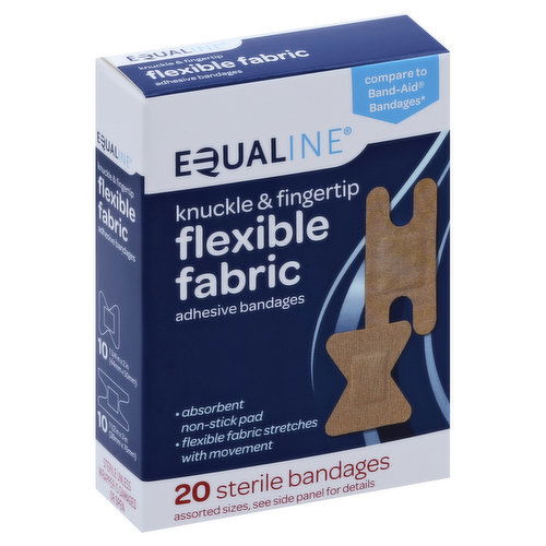 Equaline Bandages, Adhesive, Flexible Fabric, Knuckle & Fingertip, Sterile