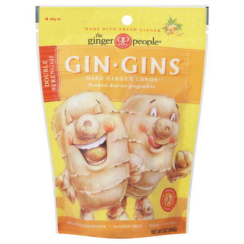 Ginger People Gin Gins Hard Ginger Candy, Double Strength