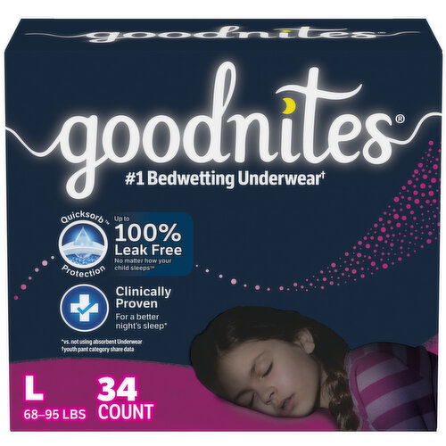 GoodNites Underwear, Girls, Large (68-95 lbs)